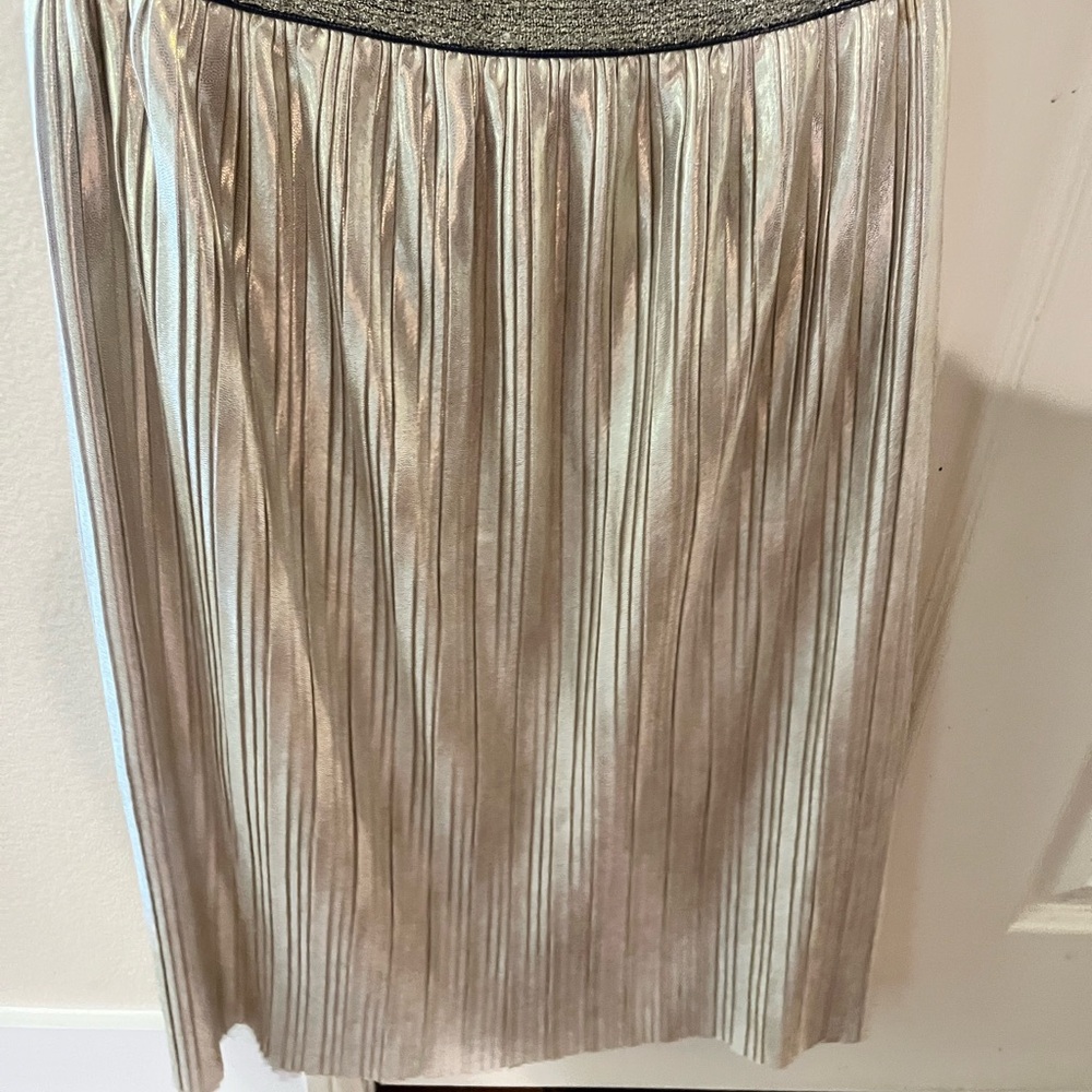 Kate Spade Gold Pleated Midi Skirt